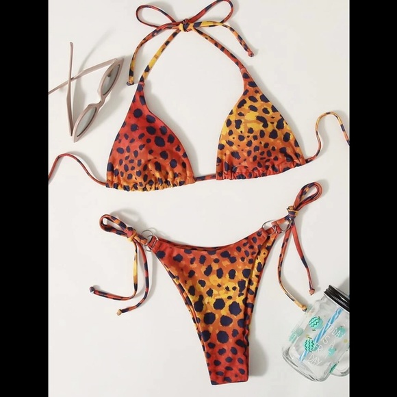 Ombré Orange & Yellow, Leopard Printed, Bikini Set - Picture 4 of 9